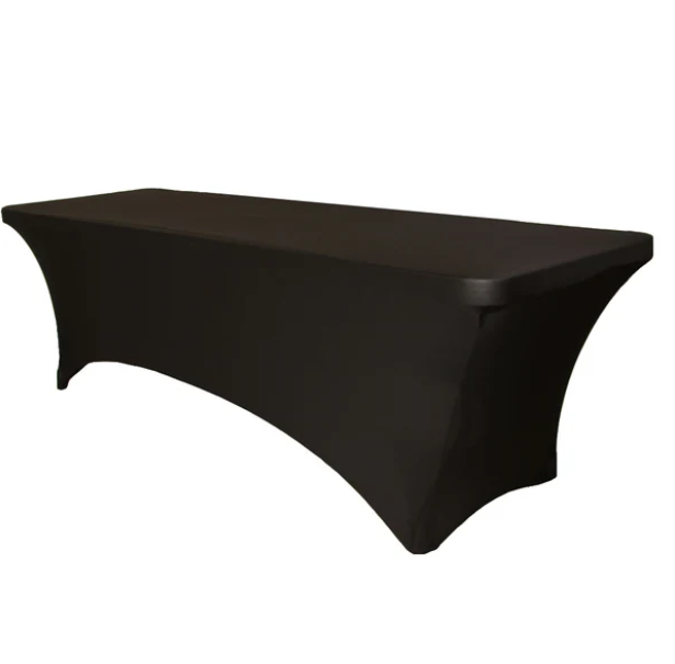 Black Spandex Tablecloth for 8 ft Rectangular Table